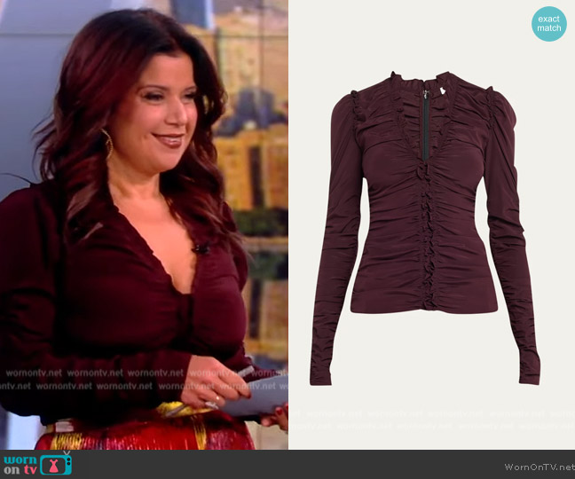 A.L.C. Beckett Ruched V-Neck Top worn by Ana Navarro on The View