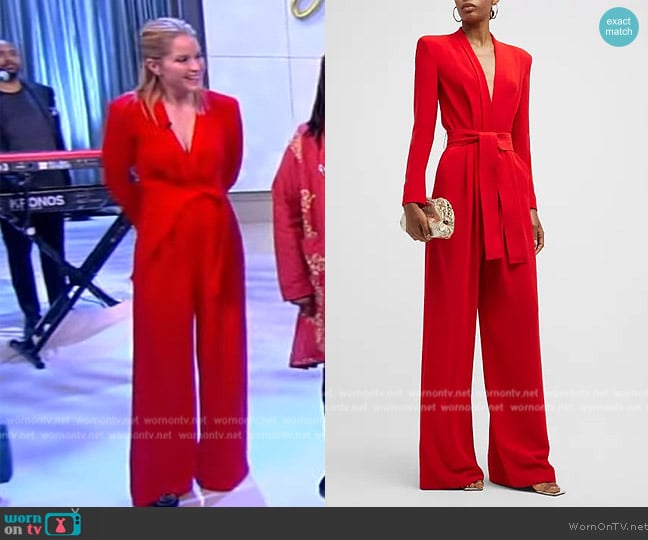 WornOnTV: Sara’s red belted jumpsuit on The View | Sara Haines ...