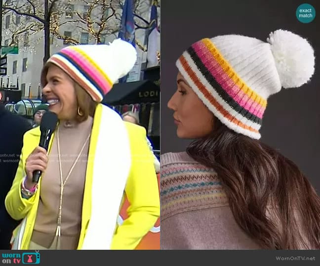 Anthropologie Rainbow Striped Beanie worn by Hoda Kotb on Today