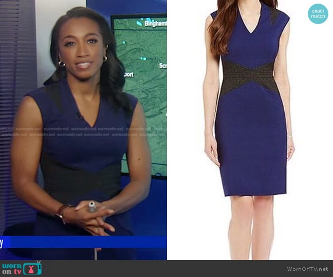 WornOnTV: Brittany’s blue and black v-neck dress on Good Morning ...