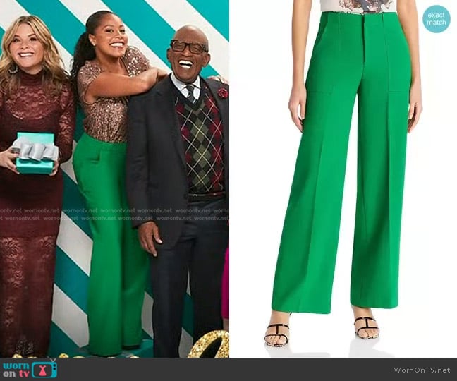 Aqua Wide Leg Pants in Green worn by Sheinelle Jones on Today