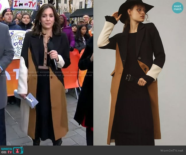 Avec Les Filles Wavy Colorblock Coat worn by Hallie Jackson on Today