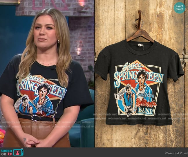 Madeworn Bruce Springsteen and E Street Band Crop Tee worn by Kelly Clarkson on The Kelly Clarkson Show