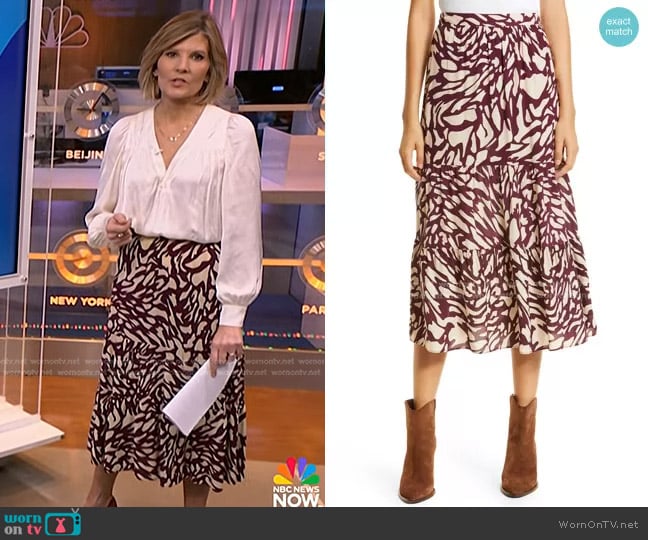 Ba&Sh Gianna Tiered Ruffle Skirt worn by Kate Snow on NBC News Daily