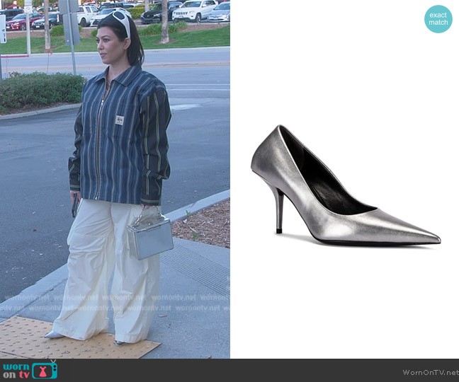 Balenciaga Square Knife Metallic Pumps worn by Kourtney Kardashian (Kourtney Kardashian) on The Kardashians