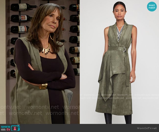 Bcbgmaxazria Faux Suede Drape Front Long Vest worn by Jill Abbott (Jess Walton) on The Young and the Restless