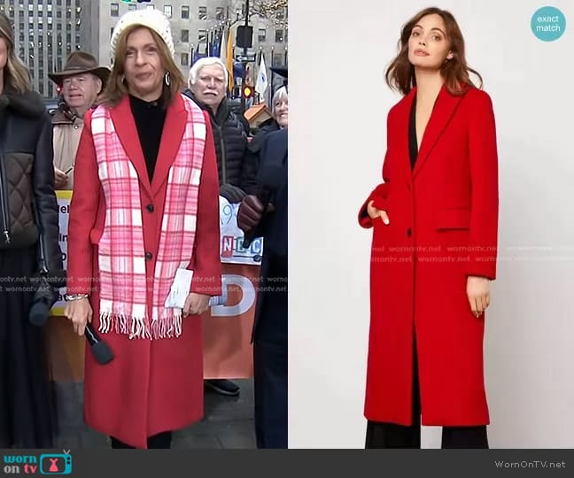 Bcbgmaxazria Notch Collar Single Breasted Riding Coat worn by Hoda Kotb on Today