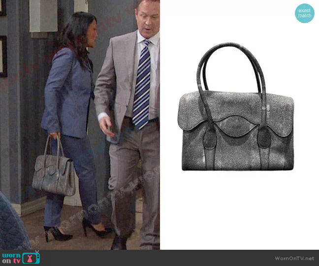 Bcbgmaxazria Paige Tote Bag in Stone worn by Melinda Trask (Tina Huang) on Days of our Lives