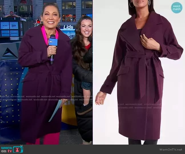 Belted Wrap Coat by Express worn by Ginger Zee on Good Morning America