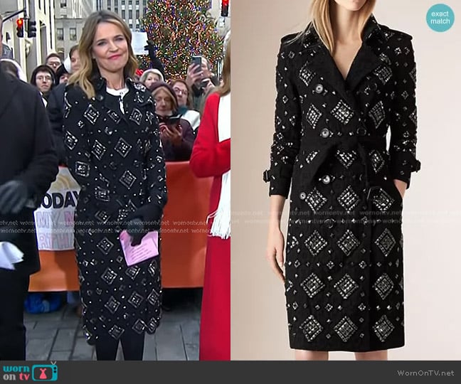 Burberry Kensington Studded Lace Trench Coat worn by Savannah Guthrie on Today