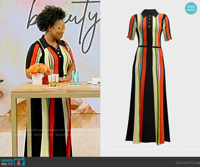 Christopher John Rogers Striped Knit Polo Dress worn by Jessica Cruel on Tamron Hall Show