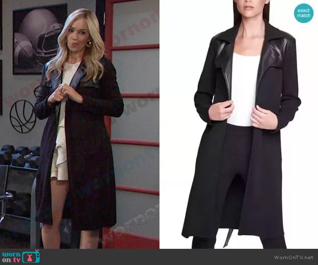 Calvin Klein Sweater Trench worn by Theresa Donovan (Emily O'Brien) on Days of our Lives