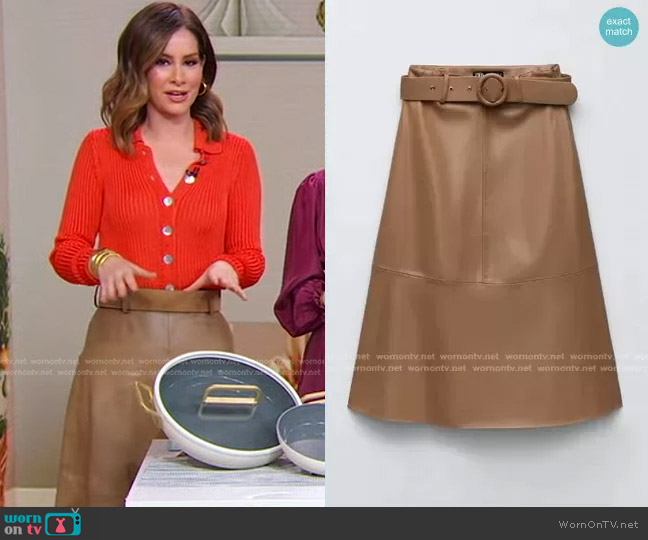 Zara Cape Skirt with Belt worn by Rebecca Jarvis on Good Morning America