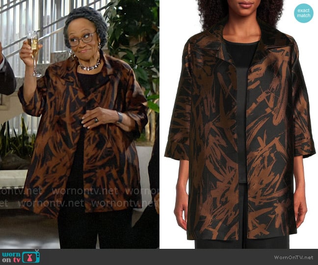 Caroline Rose Autumn Accents Jacquard Jacket worn by Mamie Johnson (Veronica Redd) on The Young and the Restless