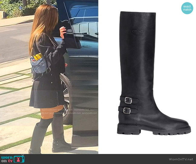 Celine Margaret Triomphe Buckled Knee Boots worn by Dorit Kemsley on The Real Housewives of Beverly Hills