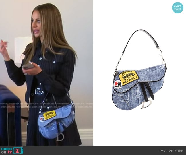 Christian Dior Printed Denim Saddle Bag worn by Dorit Kemsley on The Real Housewives of Beverly Hills