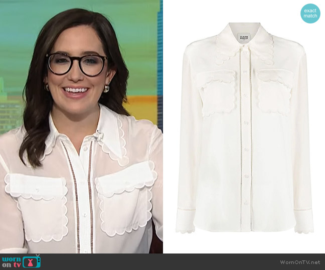 Claudie Pierlot scalloped Point Collar Silk Shirt worn by Savannah Sellers on NBC News Daily