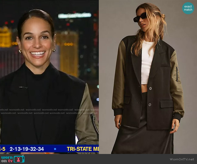 Dolan Left Coast Utility Mixed Fabric Blazer worn by Jessica Sims on Good Morning America