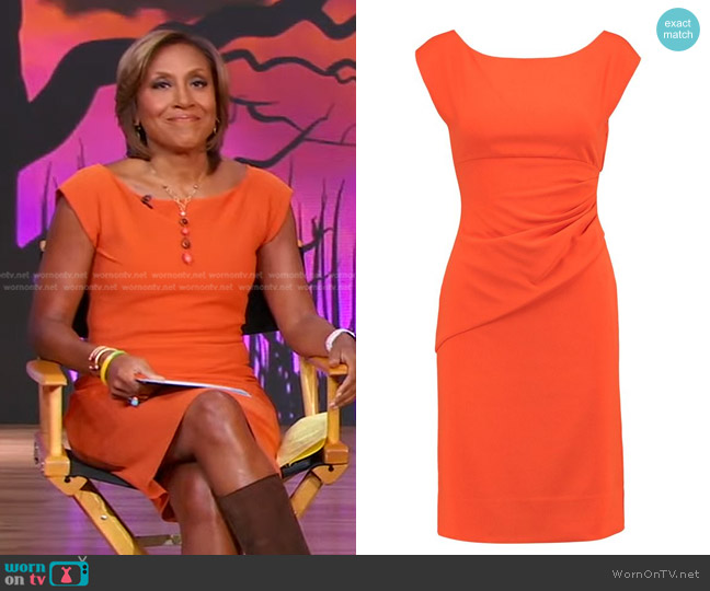 Diane Von Furstenberg Jori Gathered Stretch-Twill Dress worn by Robin Roberts on Good Morning America