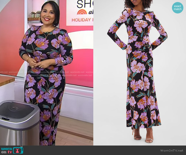 WornOnTV: Alejandra’s black and purple floral dress on Today ...