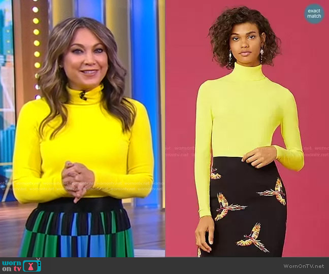 WornOnTV: Ginger’s yellow turtleneck top and geometric skirt on Good ...