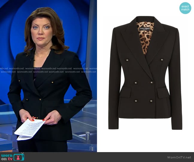 Dolce & Gabbana Double-Breasted Wool Blazer worn by Norah O'Donnell on CBS Evening News