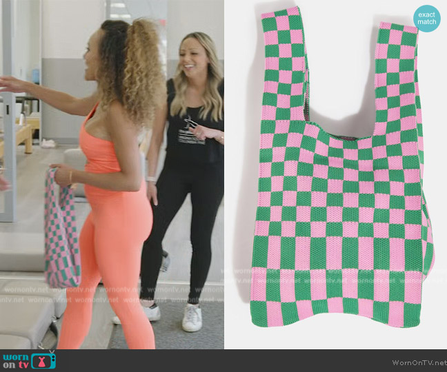 Dolls Kill Sage Multi Task Warrior Checkered Bag worn by Ashley Darby on The Real Housewives of Potomac