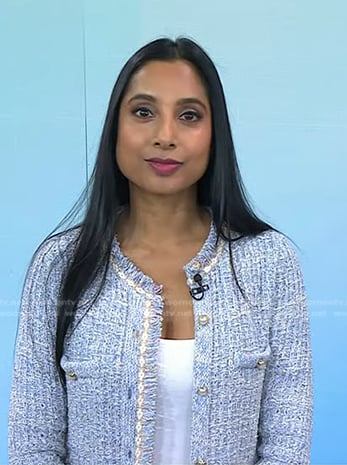 Dr. Roshini Rajapaksa’s blue tweed jacket on Today