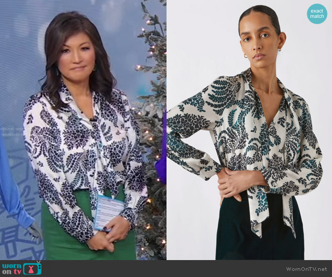 Marella Pattern Shirt with Bow worn by Juju Chang on Good Morning America