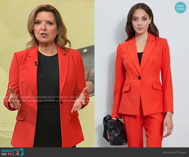 Elie Tahari Slim Fit Blazer in cayenne worn by Christine Romans on Today