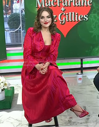 Elizabeth Gillies's red striped dress and jacket on Today