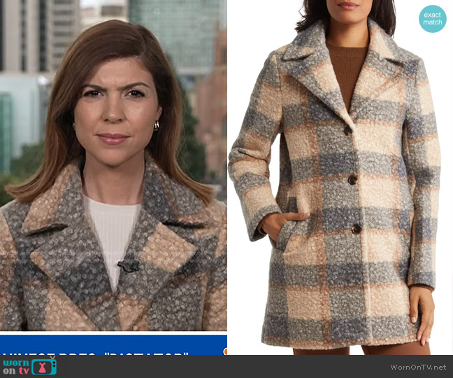 Ellen Tracy Plaid Bouclé Coat worn by Monica Alba on NBC News Daily