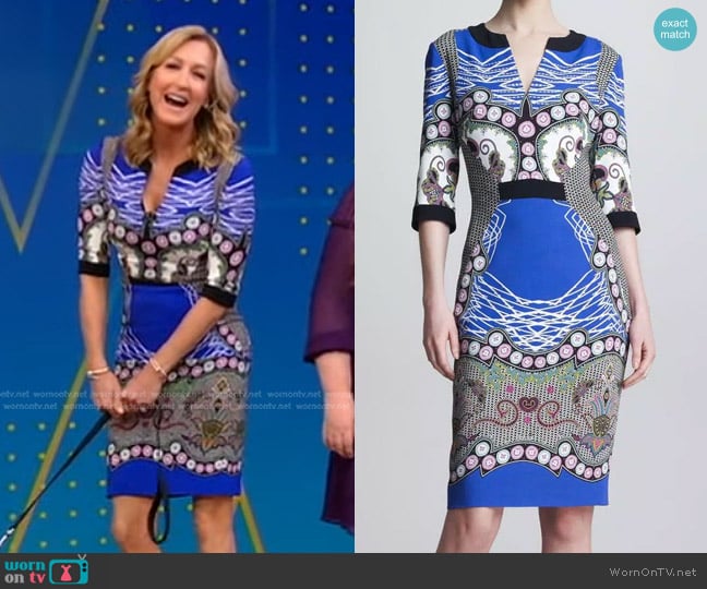 Etro Multi Print V-Neck Dress worn by Lara Spencer on Good Morning America