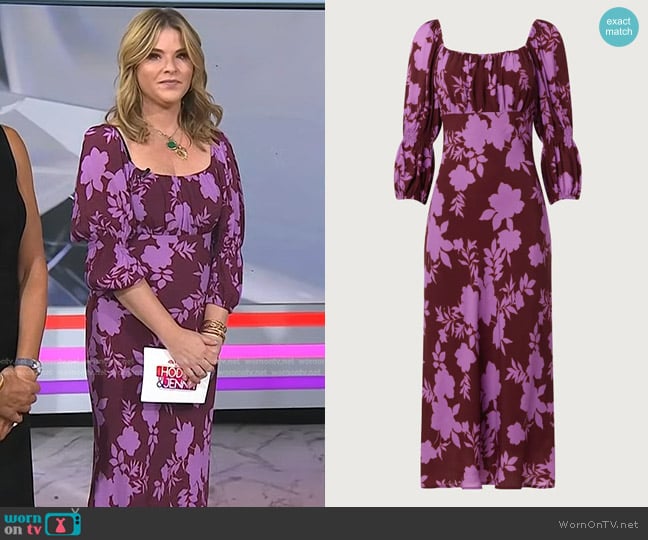 Peter Som Collective Floral Midi Square-neck Dress worn by Jenna Bush Hager on Today