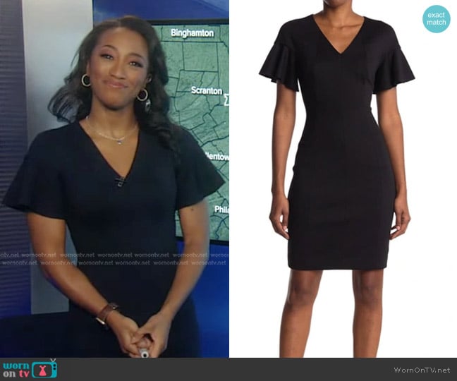 WornOnTV: Brittany’s black flutter sleeve dress on Good Morning America ...