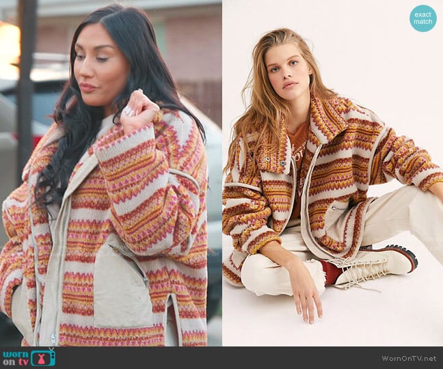 Free People Golden Hour Fleece Dolman Jacket worn by Monica Garcia on The Real Housewives of Salt Lake City