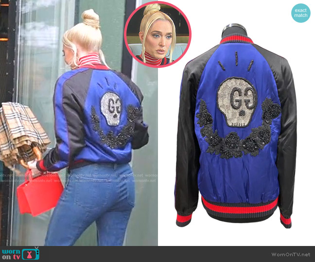 Gucci Skull Bomber Jacket worn by Erika Jayne on The Real Housewives of Beverly Hills