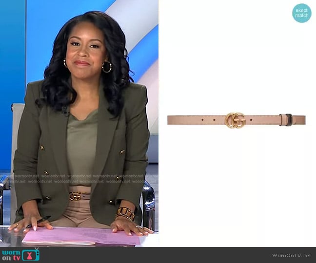 Gucci Reversible logo-plaque belt worn by Sheinelle Jones on Today