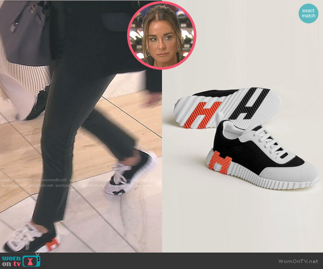 Hermes Bouncing Sneaker in Black / White worn by Kyle Richards on The Real Housewives of Beverly Hills