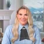 Heather’s blue pleated confessional shirt on The Real Housewives of Salt Lake City