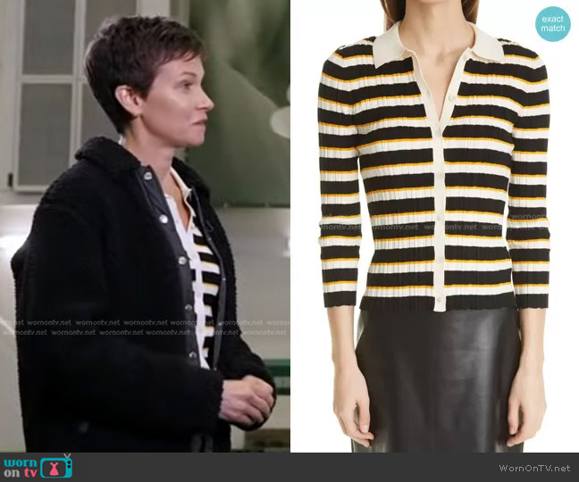 Theory Hudson Stripe Cardigan worn by Stephanie Gosk on Today