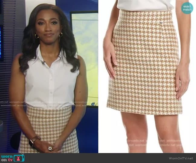 Hugo Boss Vatwea Wool-Blend Mini Skirt worn by Brittany Bell on Good Morning America