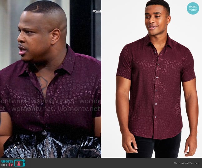 INC International Concepts  Luca Regular-Fit Leopard-Print Shirt worn by Maurice Webb (Brian Jordan Jr.) on Tyler Perrys Sistas