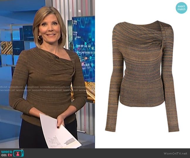 Isabel Marant Etoile Jeneth Asymmetric-Neck Top worn by Kate Snow on NBC News Daily