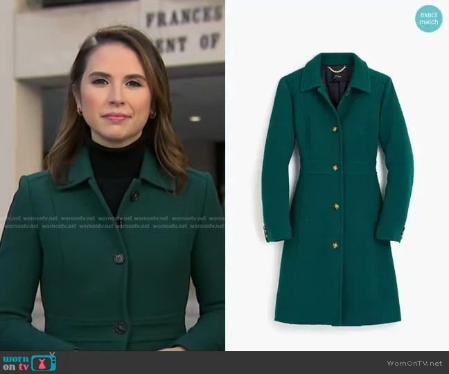 J. Crew Classic Lady Day Coat in Italian double-cloth wool worn by Elizabeth Schulze on Good Morning America