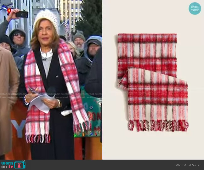 J. Crew Plaid Scarf in textured wool worn by Hoda Kotb on Today