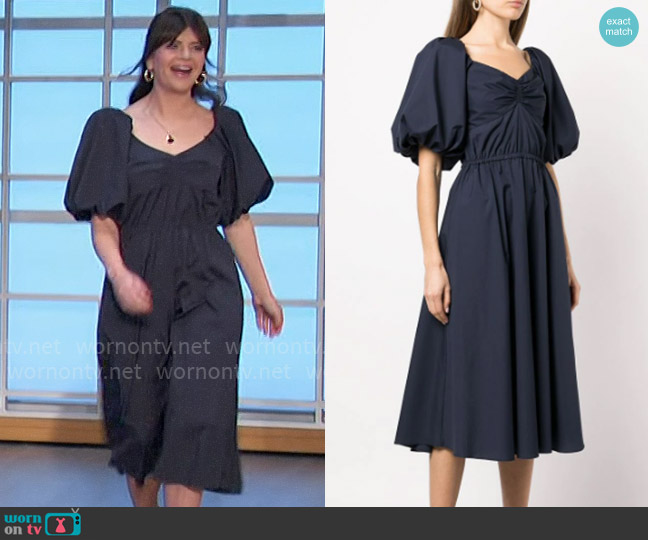 Jason Wu Poplin Midi-Dress worn by Casey Wilson on The Talk