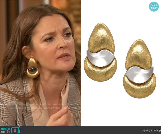 Jennifer Miller Clip on Teardrop Earrings worn by Drew Barrymore on The Drew Barrymore Show