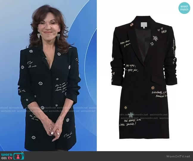 Cinq a Sept Joel Embroidered Blazer Dress worn by Marilu Henner on Today