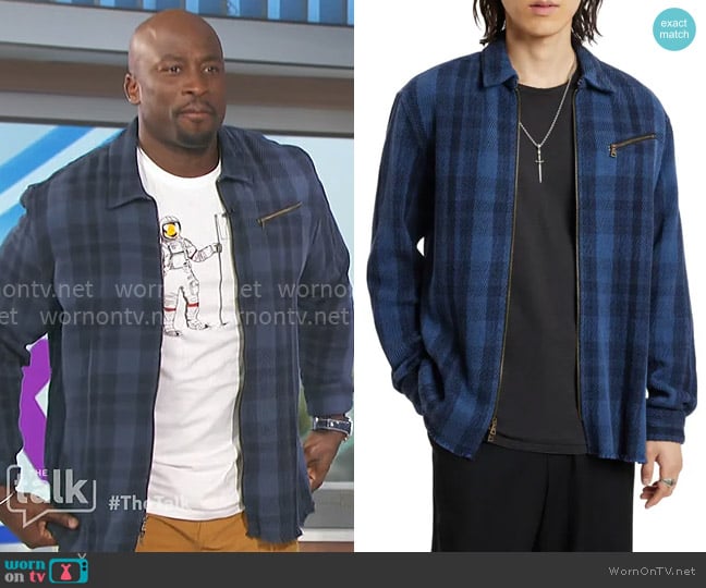 John Varvatos Robbins Plaid Zip-Up Shirt Jacket worn by Akbar Gbajabiamila on The Talk